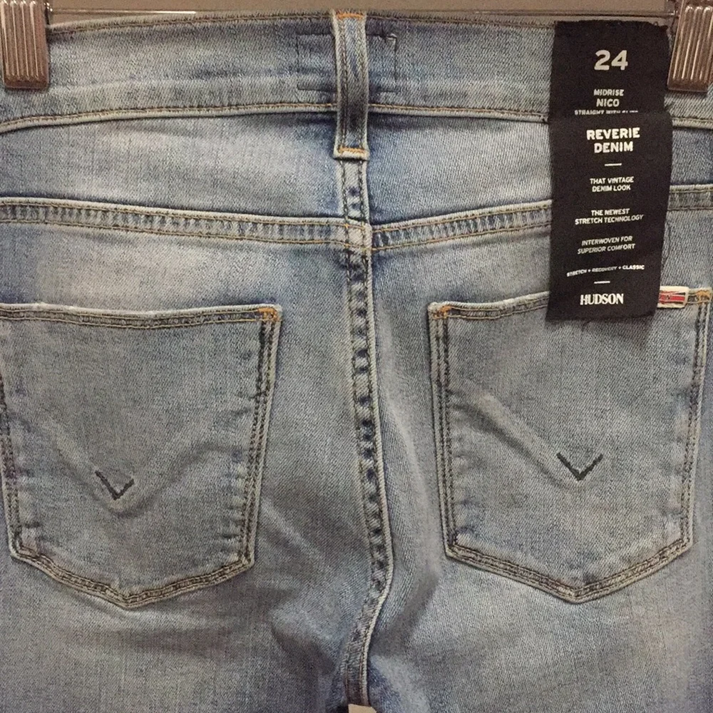 $215 NWT HUDSON jean denim stretch mid rise NICO straight SLIT 31 last few_4